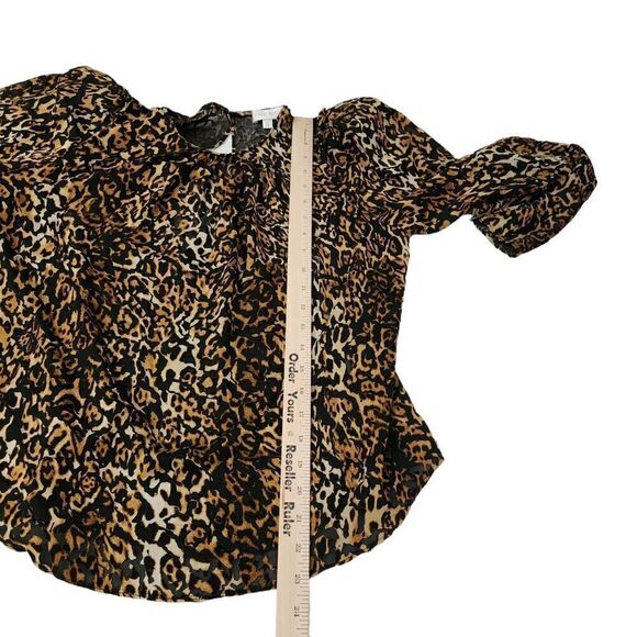 Ronny Kobo Blouse Medium Brown Chiara‎ Velvet Animal Print Top Zip Longsleeve - Picture 9 of 10